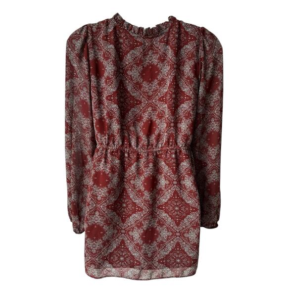 Melloday Womens Boho Peasant Blouse Small Rust Red Smocked Phoebe Buffay Cottage - Picture 14 of 16